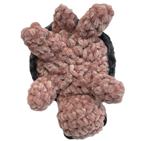 Handcrafted Crochet Pink & Gray Soft Turtle Plush - Picture 6 of 8